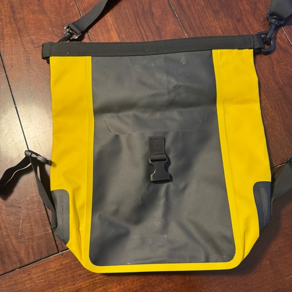 myPouch Waterproof Shoulder Bag Yellow Black Dry Bag Roll Top Closure - Picture 2 of 4